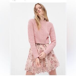 Loveshackfancy x Gap cotton Floral Pink Lace Skirt, M